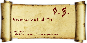 Vranka Zoltán névjegykártya